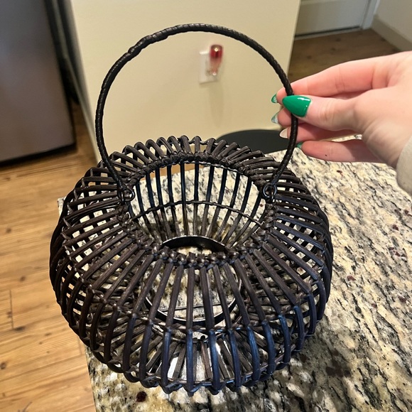 Black Wooden Circular Candle Holder with Glass Holder & Handle - Picture 2 of 8